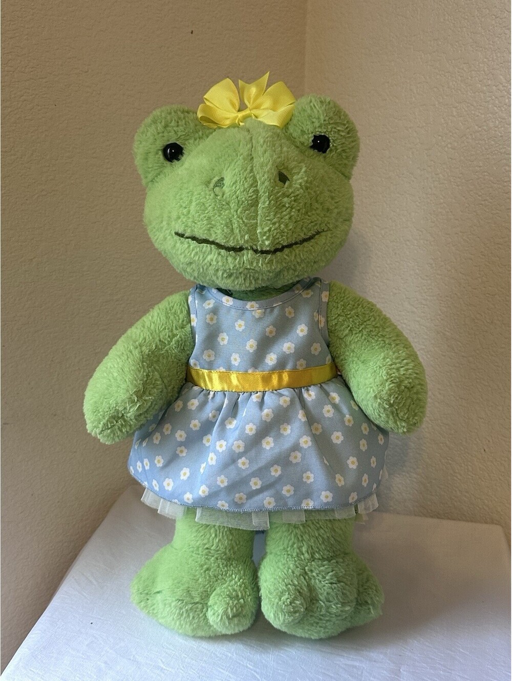 Build-A-Bear Buddies Spring Summer Green Frog Stuffed Animal Plush W/Sun Dress